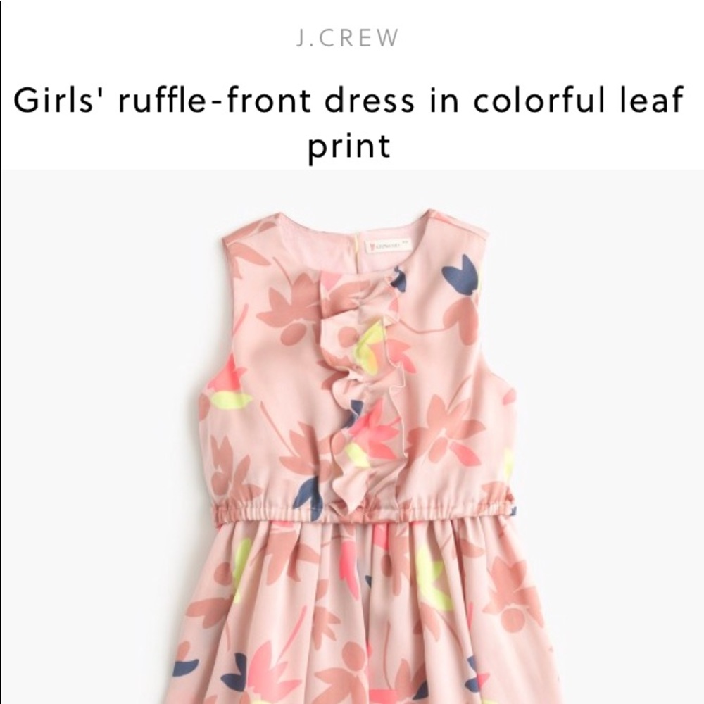 Crewcuts ruffle-front dress in colorful leaf print