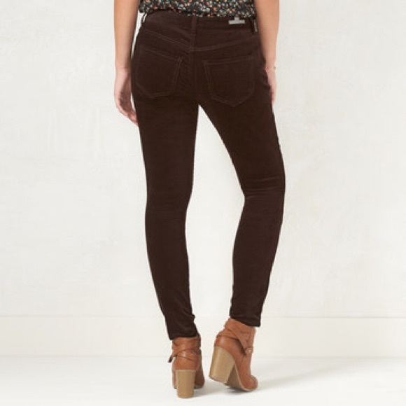 LC LAUREN CONRAD Stretch Brown Corduroy Jeggings 8 - Picture 2 of 5