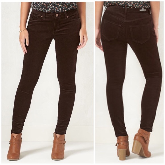 LC LAUREN CONRAD Stretch Brown Corduroy Jeggings 8 - Picture 3 of 5