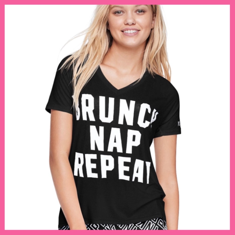 •Victoria’s Secret PINK• Brunch nap repeat T-shirt - Picture 1 of 4