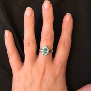 925 stamped silver ring with blue stones