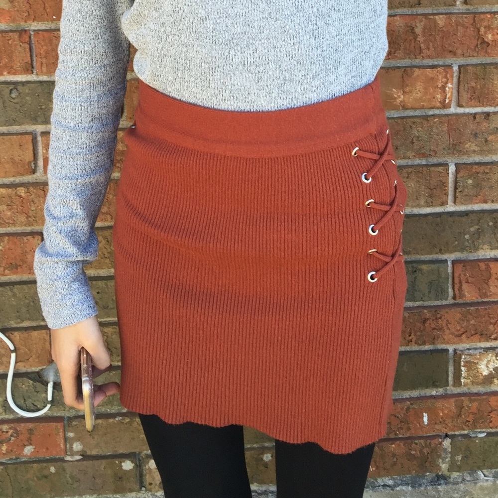Burnt orange mini skirt