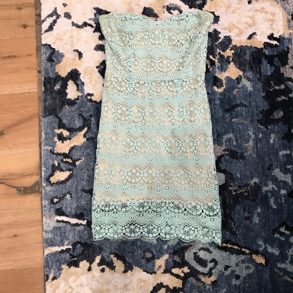 Gianni Binni Turquoise Fitted Lace Dress