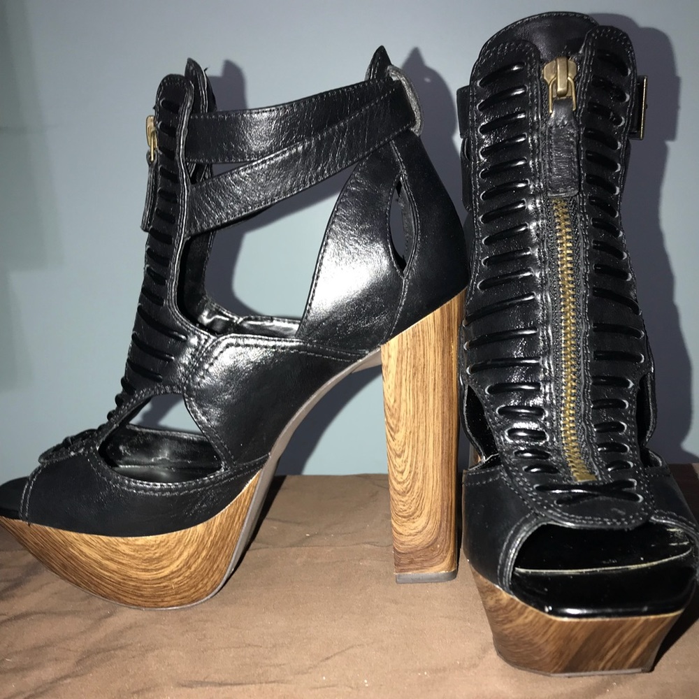 Sexy Sandals! Leather zip up platforms.