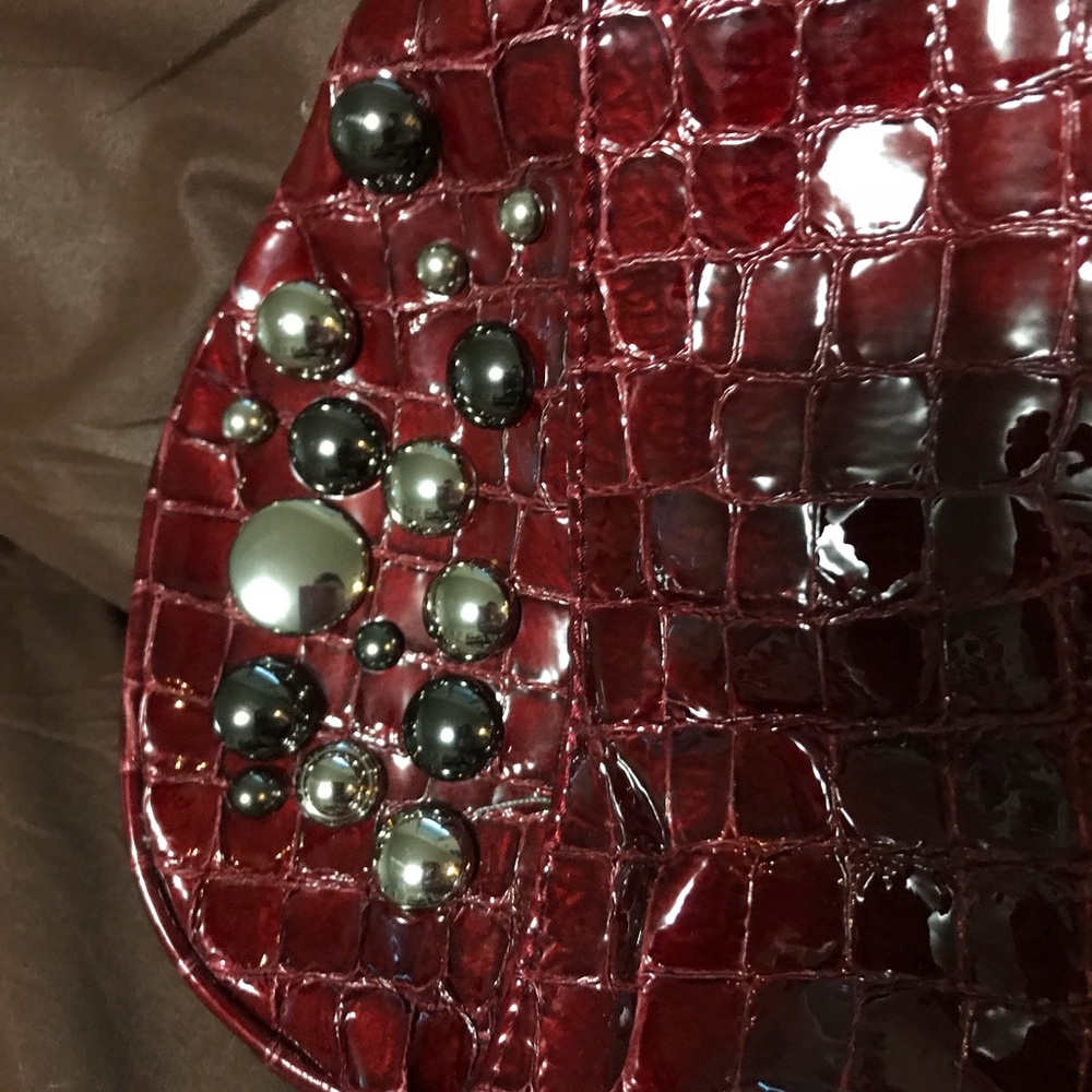 Isabella Fiore patent leather croc embossed bag