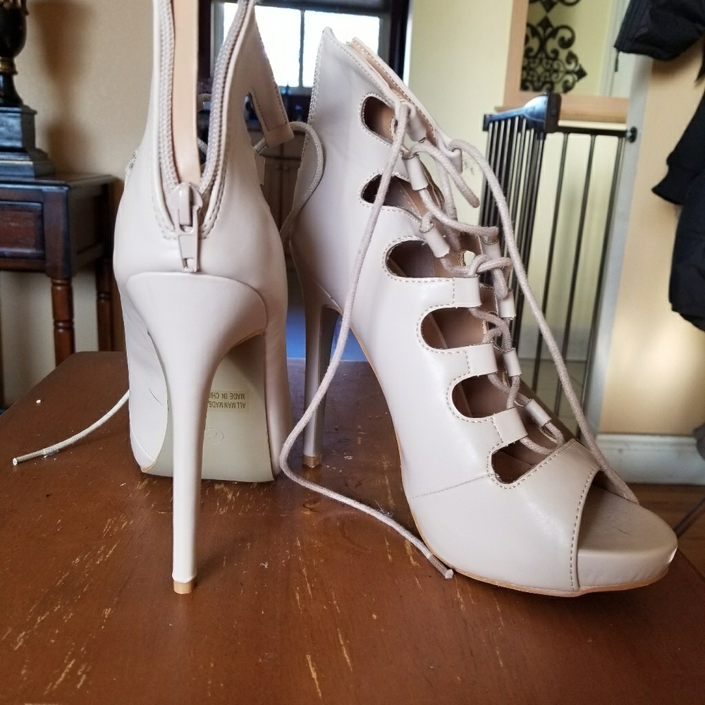 Blush Open Toe Heels