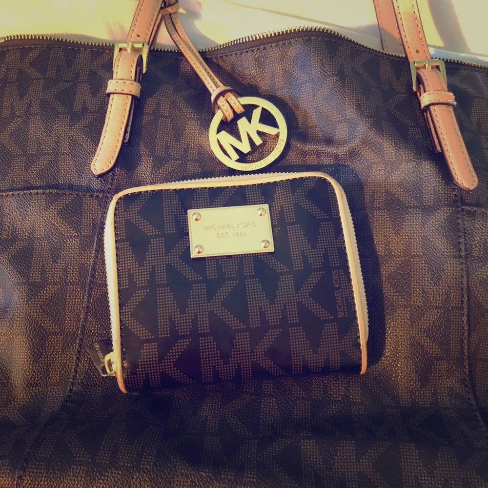Michael Kors monogram purse and wallet