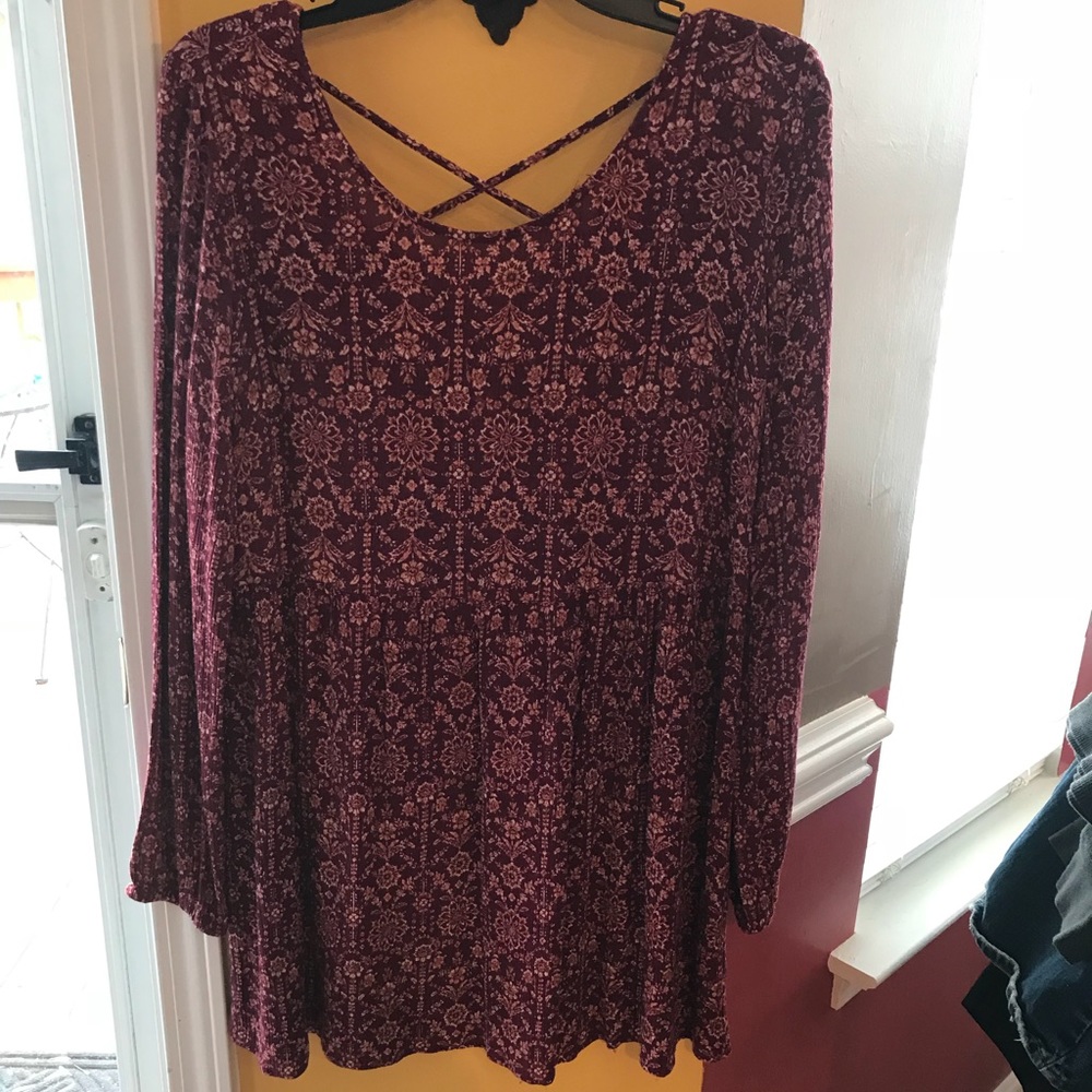 Dark red floral dress