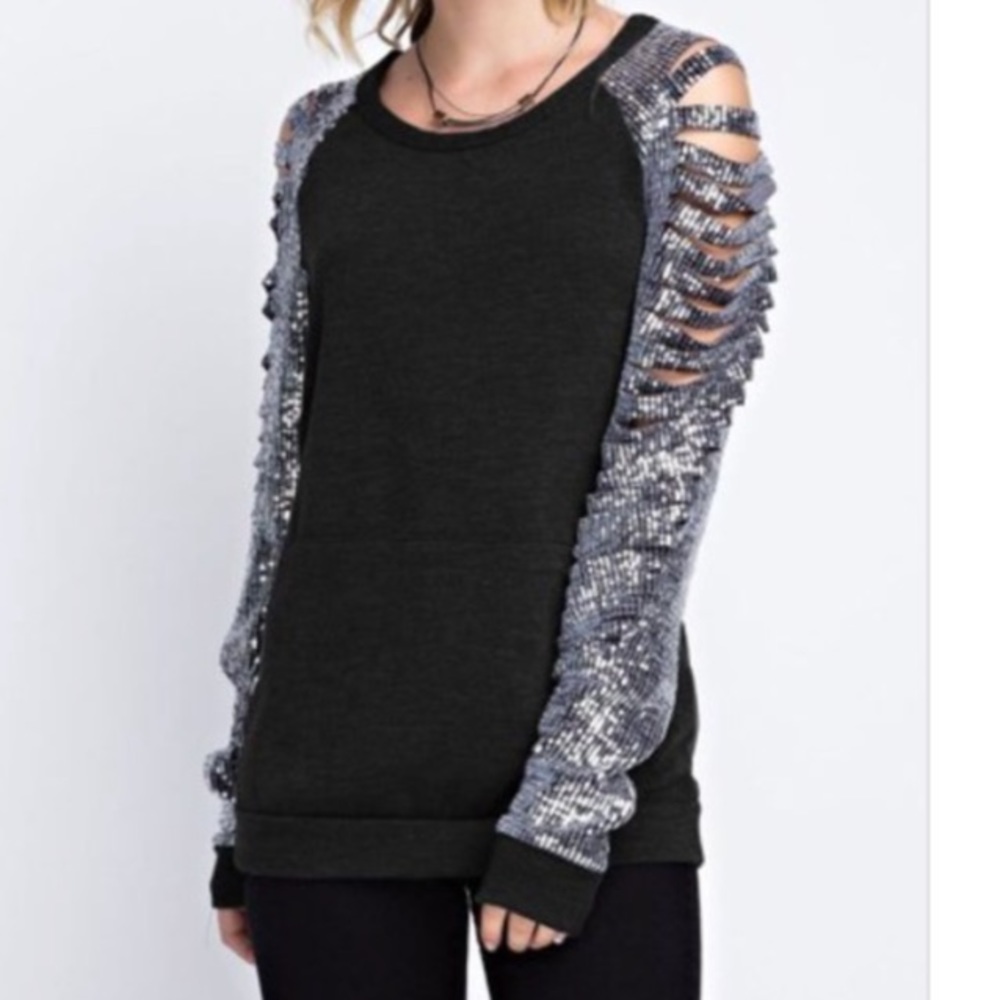 Black Top with Silver Sleeves