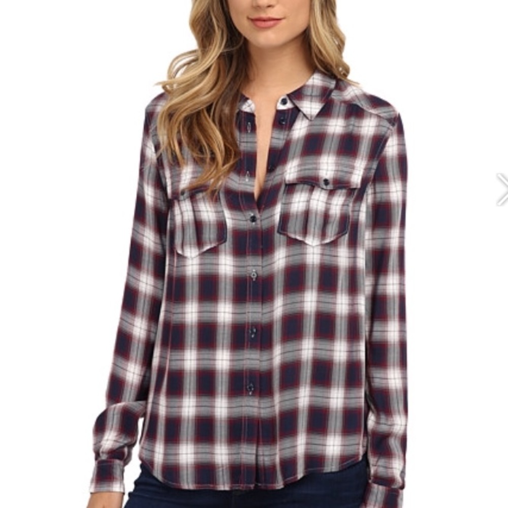 Sold PAIGE plaid button down, small - Picture 1 of 6