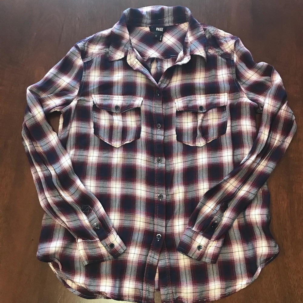 Sold PAIGE plaid button down, small - Picture 2 of 6