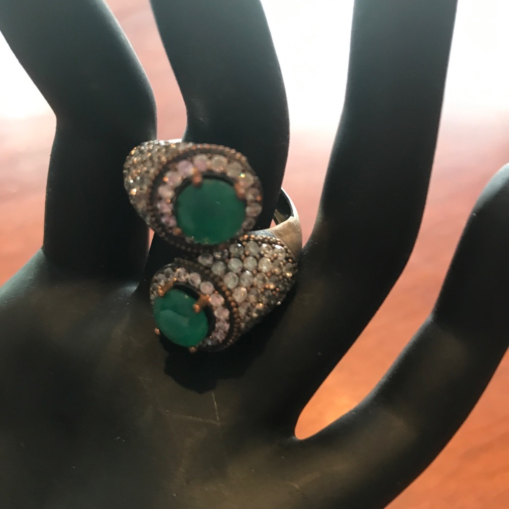 Sterling silver ring  gold plated  on the top