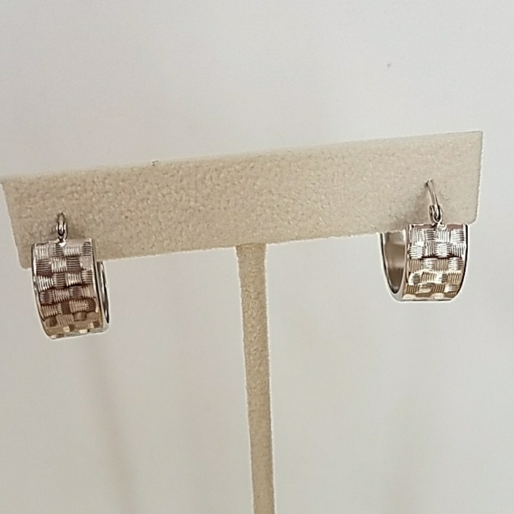 14k Solid White or Yellow Gold Hoop Earrings - Picture 2 of 8