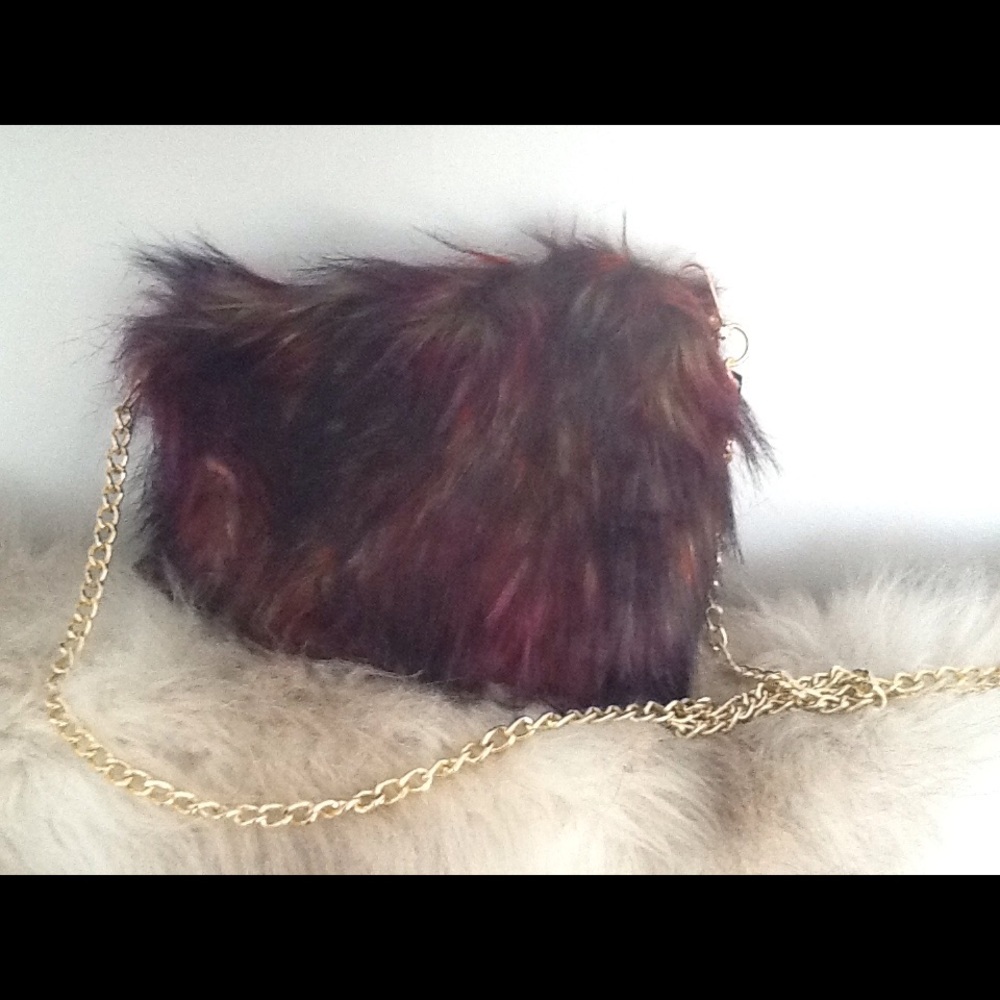 Faux fur shoulder bag