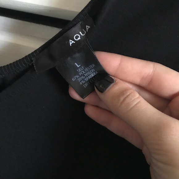 Aqua Knee-Length Black Flare Dress - Picture 3 of 3