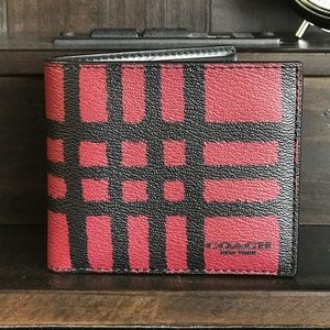 *SALE*  Coach Double Billfold Wallet  red plaid