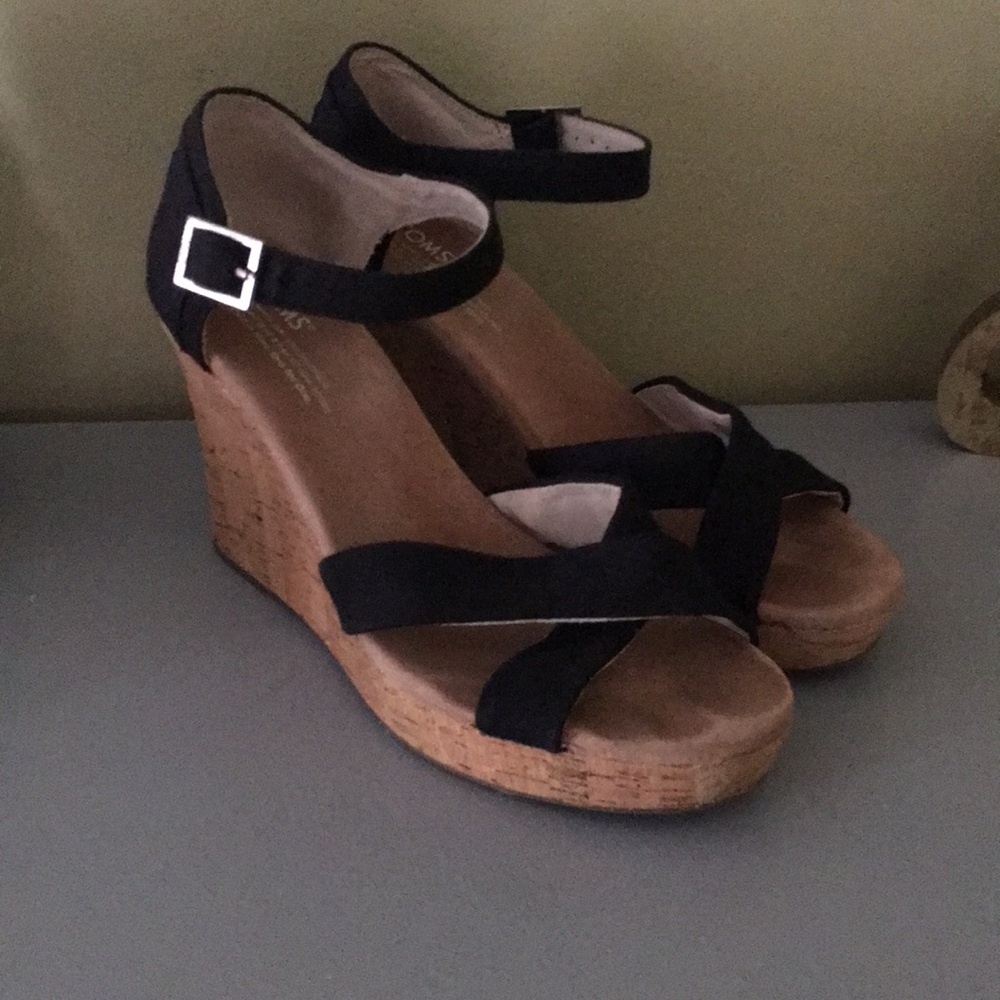 Black Toms Wedges