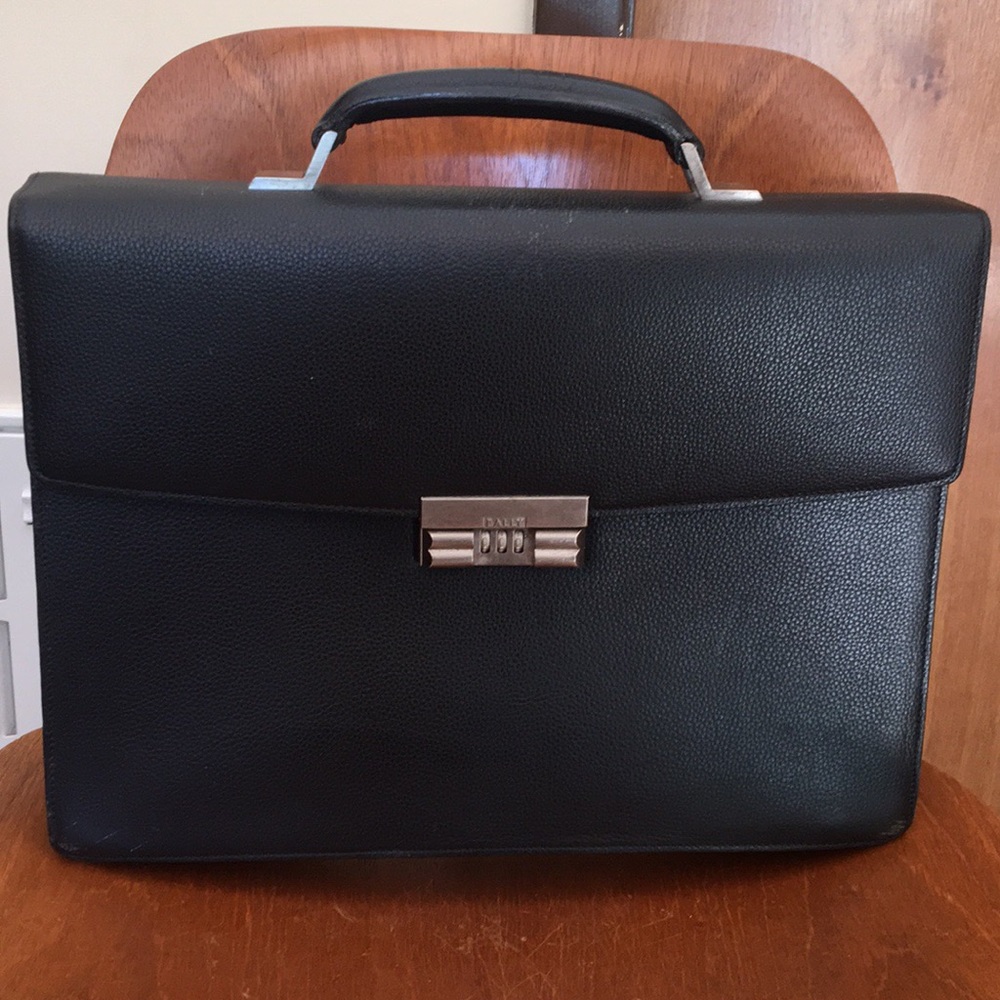 Bally black leather combination lock breifcase