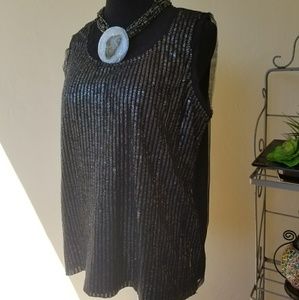 Chico's 2 Blk Sequin Shell