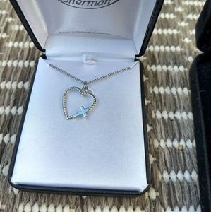 Heart Cross Necklace Sterling Silver