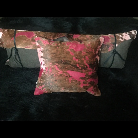 Hand crafted pillows made with cowhide & leather! - Picture 1 of 6