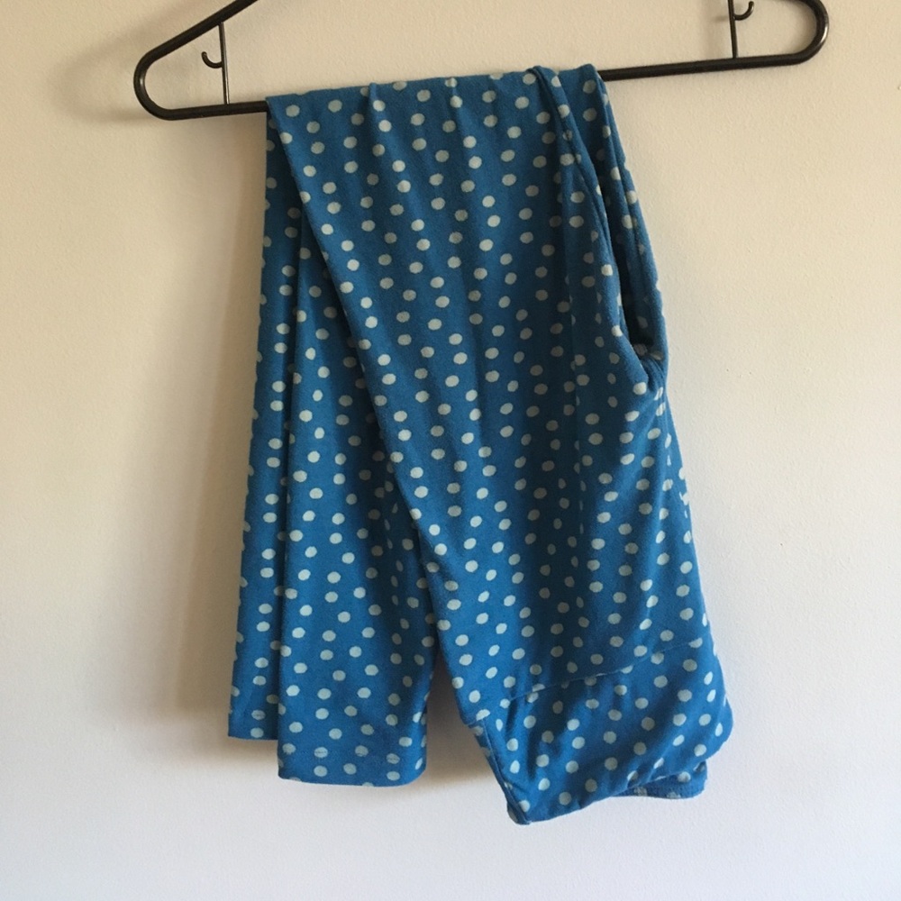 NWOT OS Lularoe Blue Polka Dot Leggings