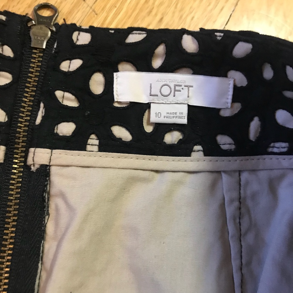 Black and Tan Eyelet LOFT Skirt - Picture 2 of 3