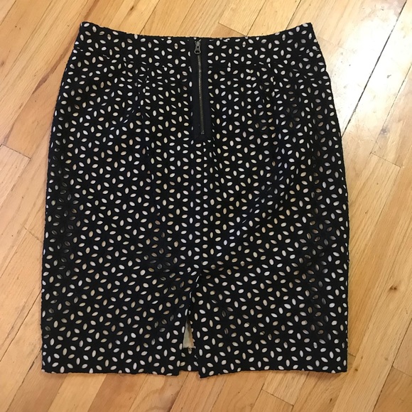 Black and Tan Eyelet LOFT Skirt - Picture 3 of 3