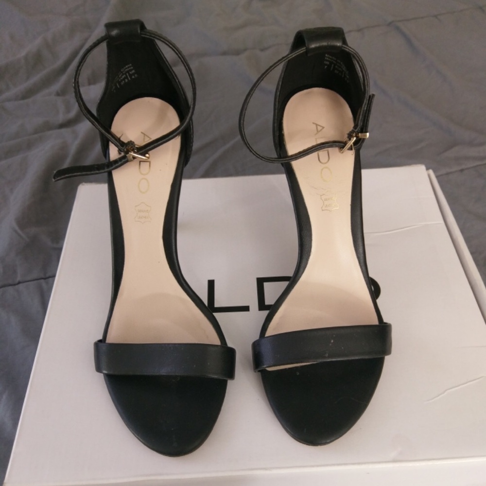 Black strappy heels from Aldo