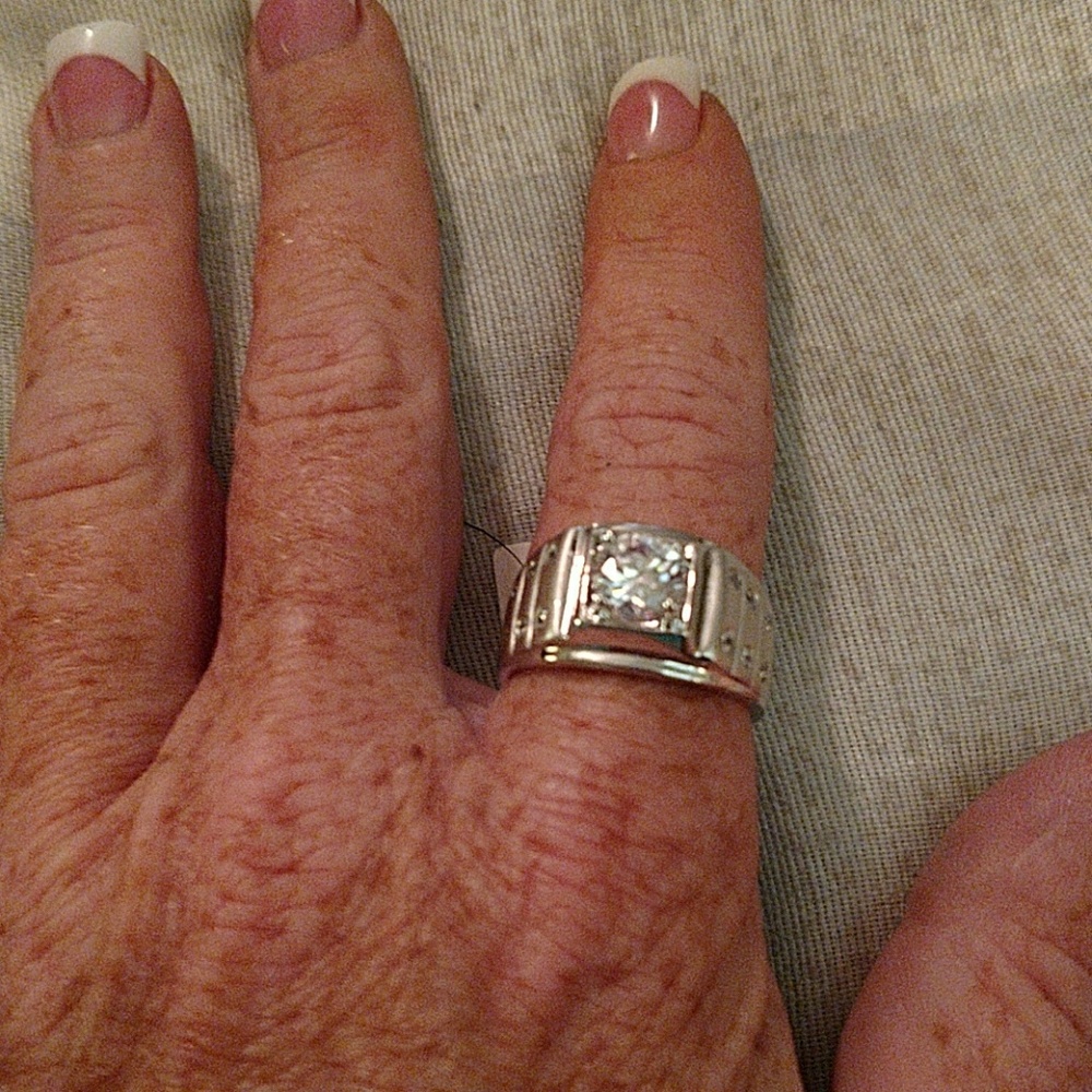 Mens Sterling Silver Cubic Zirconia Ring