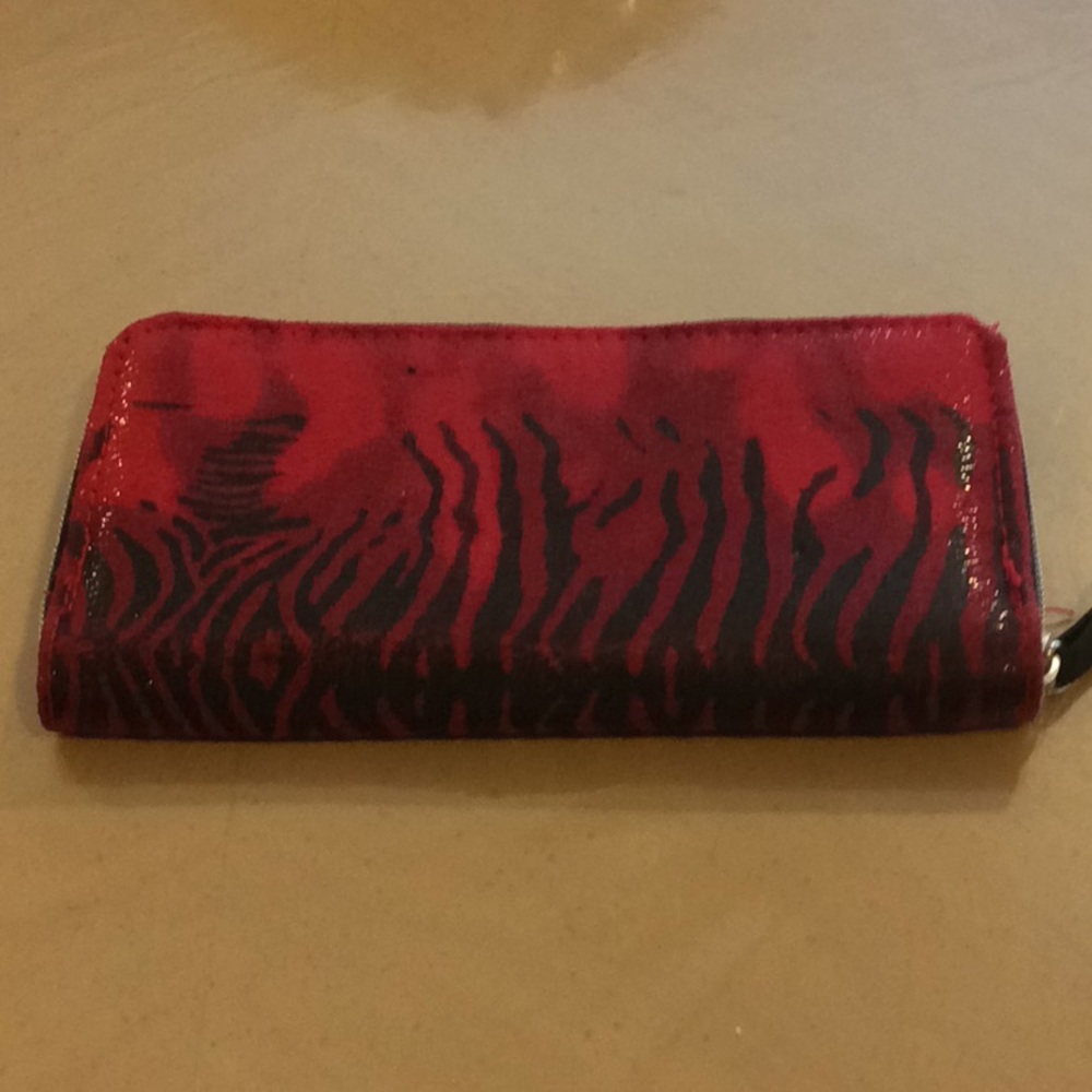 Suede Red and Black Zebra Style Wallet