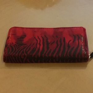 Suede Red and Black Zebra Style Wallet