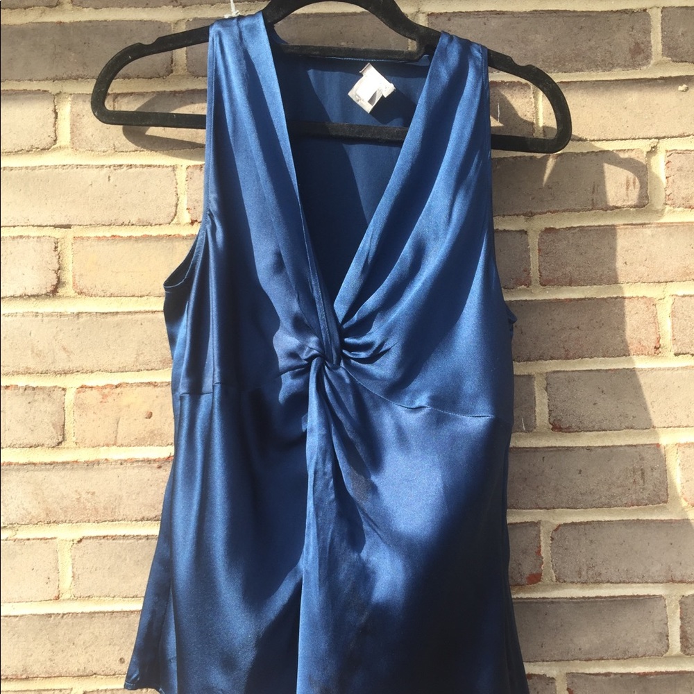Royal Blue Silk Sleeveless Blouse