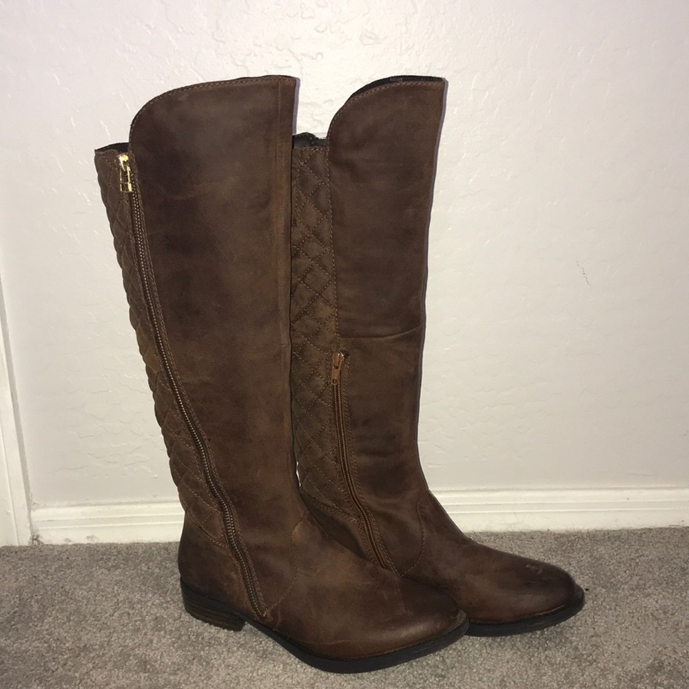 Steve Madden quilted brown boots