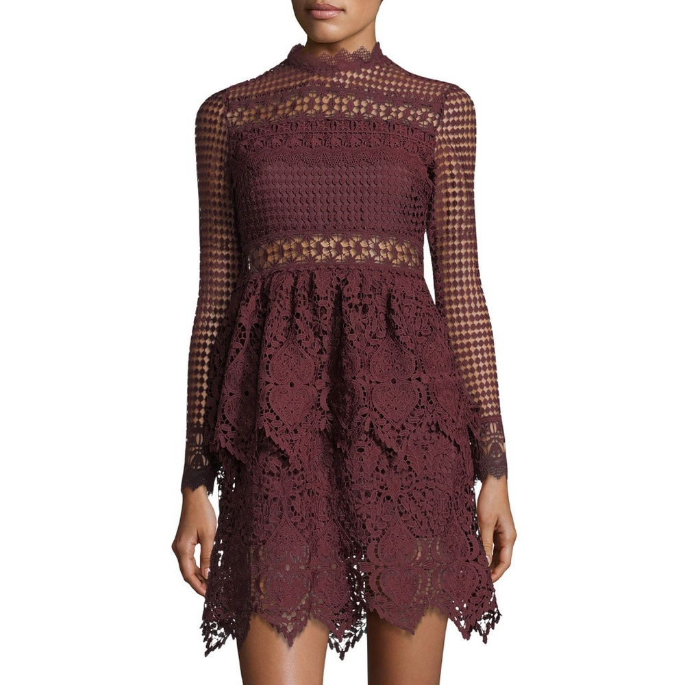 NWOT Mock-Neck Heart Lace Cocktail Dress