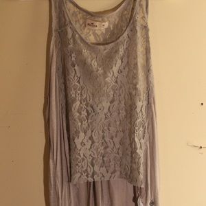 hollister see through lace beige-ish tank