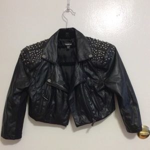 Bebe Leather Cropped Jacket