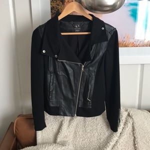 Armani Exchange black faux leather jacket