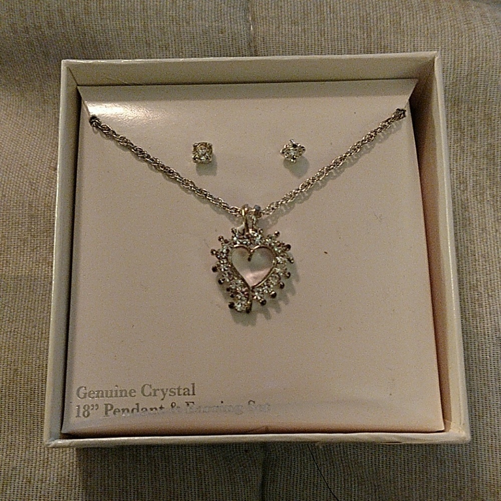 Sterling Silver Crystal Necklace and earings