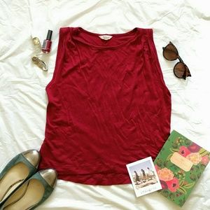 *MADEWELL* Red Tank Top with Ruched Shoulders