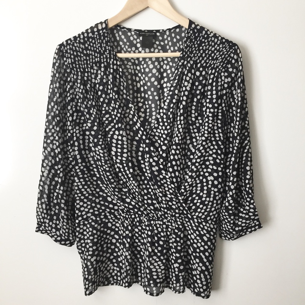 Ann Taylor Faux wrap sheer blouse