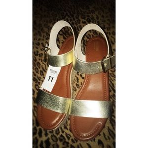 Gold Nonie Metallic Flatform Espadrille Sandals