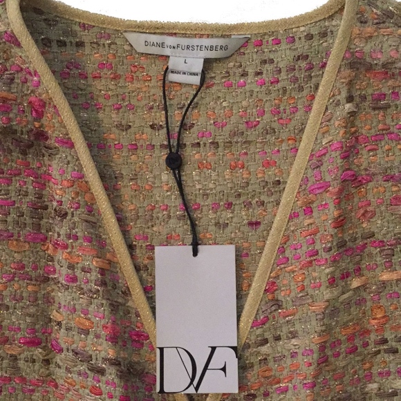 Diane von Furstenberg Novata Weave Tweed Vest Sz L - Picture 3 of 8