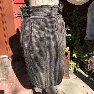Zara Black Tweed Wool Skirt