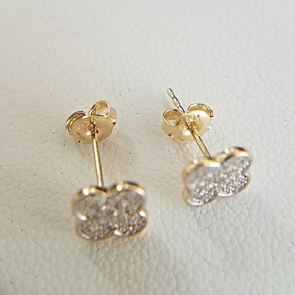 14k Solid Yellow Gold Butterfly Girls Earrings. - Picture 4 of 8