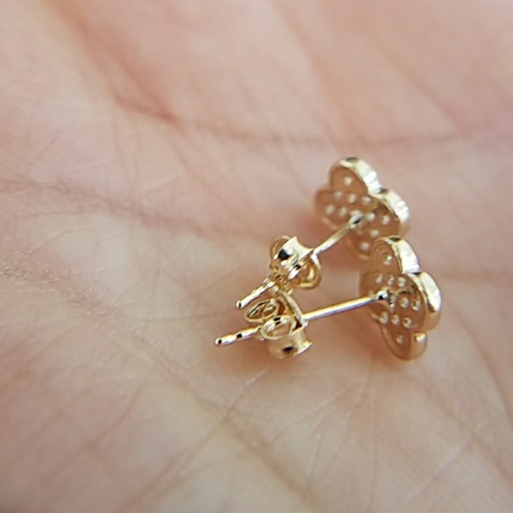 14k Solid Yellow Gold Butterfly Girls Earrings. - Picture 8 of 8