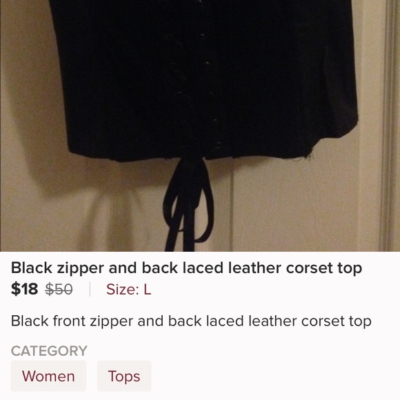 Black, zipper and backed laces corset top - Picture 2 of 5