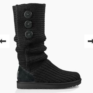 Ugg Classic Cardy Knit Boot in Black Size 7