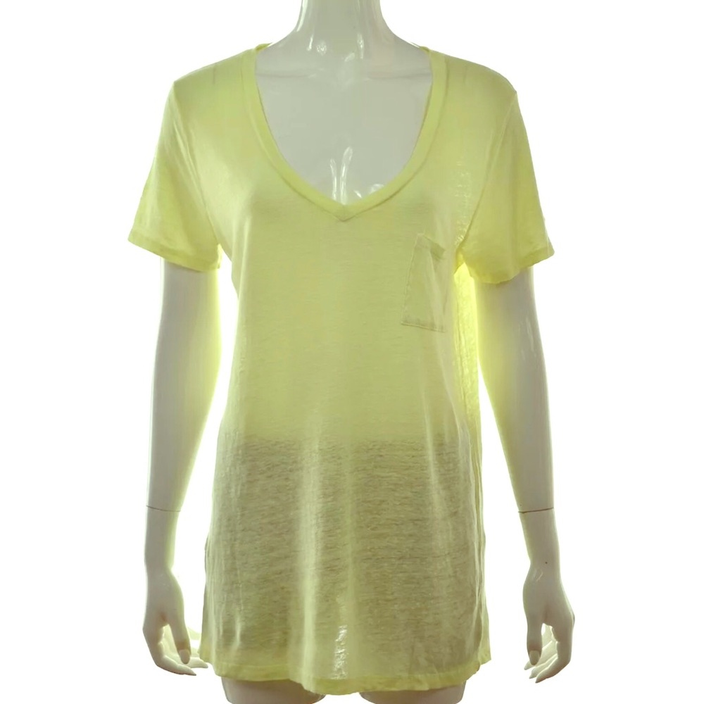 J.Crew yellow linen pocket v-neck tee