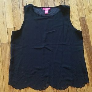 Black sleeveless laser cut top
